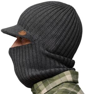 Fjallraven Blue Ribbed Knit Balaclava Hat